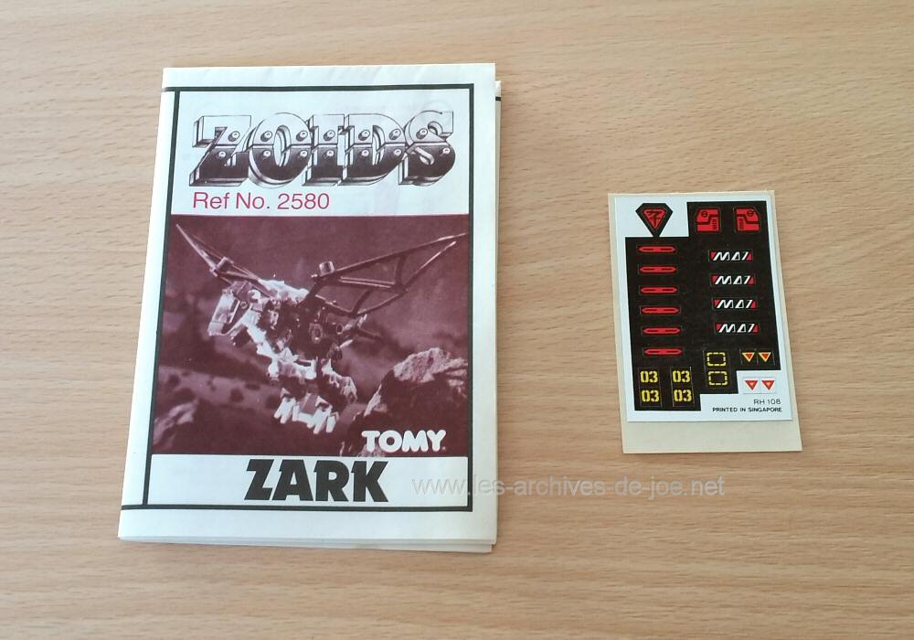 Zoïds Zark - notice et stickers