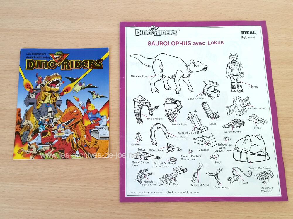 Dino-Riders Saurolophus avec Lokus - Mini BD et Notice