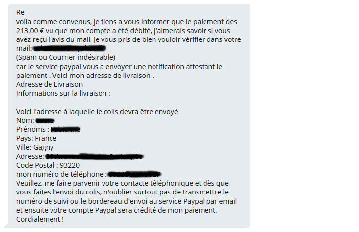 Arnaque Leboncoin + PayPal