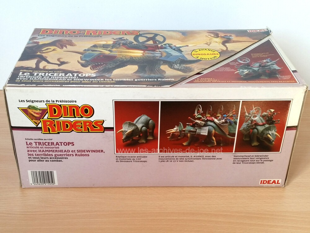 Dino-Riders Tricératops avec Hammerhead et Sidewinder - côté de la boite