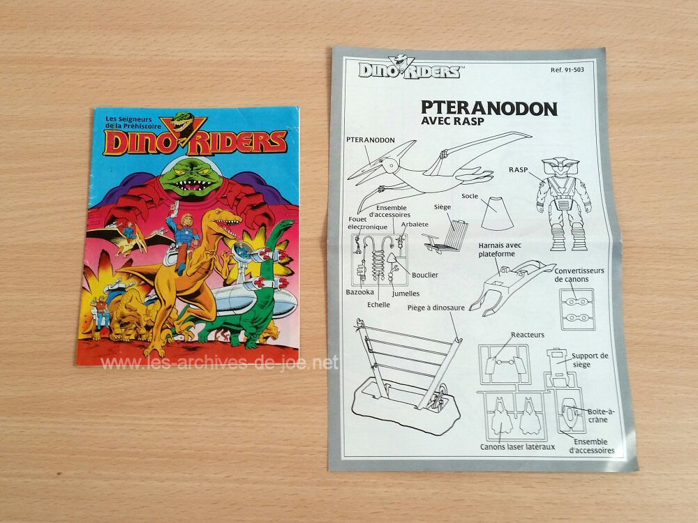 Dino-Riders Ptéranodon avec Rasp - Notice et mini BD