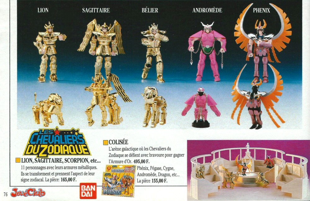Les Chevaliers du Zodiaque Bandai vintage - catalogue JouéClub de 1988