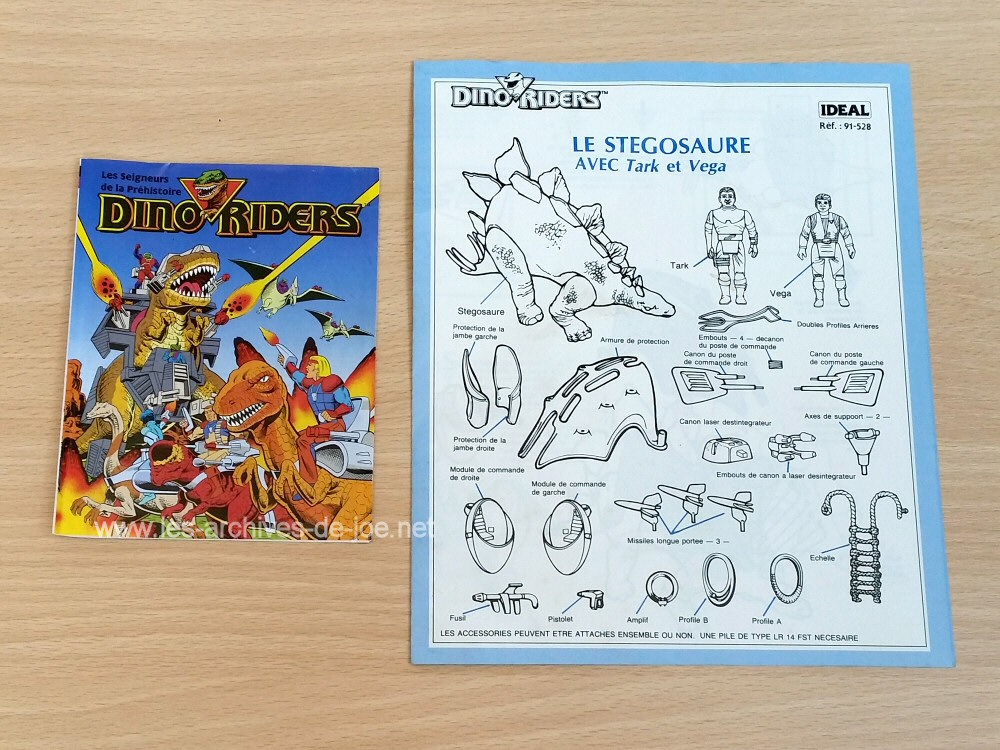 Dino-Riders Stégosaure avec Tark et Vega - notice et mini BD